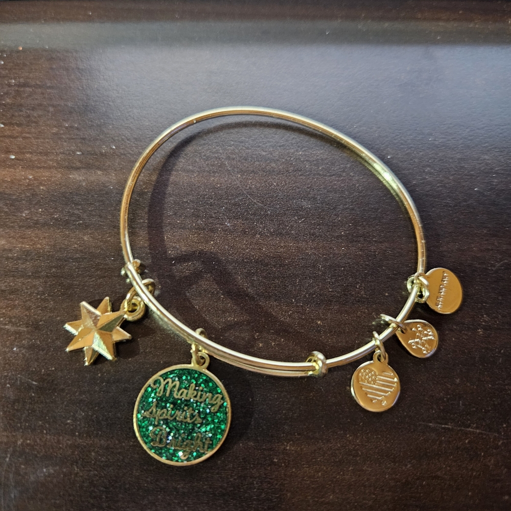 Alex And Ani "Making Spirits Bright" Gold Charm Bangle Bracelet